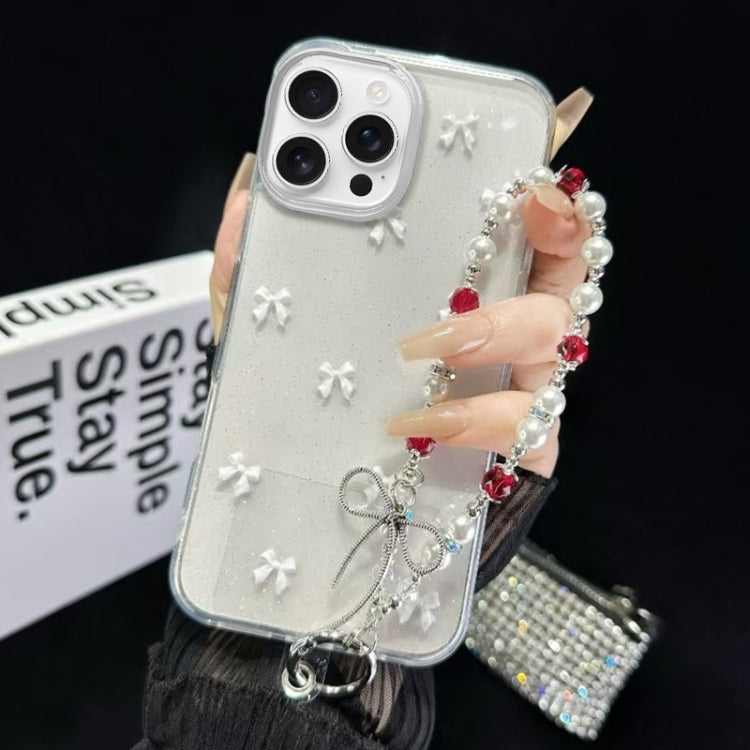 For iPhone 16 Pro Little Fresh Bow Bracelet Chain TPU Phone Case