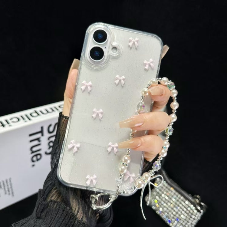 For iPhone 16 Plus Little Fresh Bow Bracelet Chain TPU Phone Case