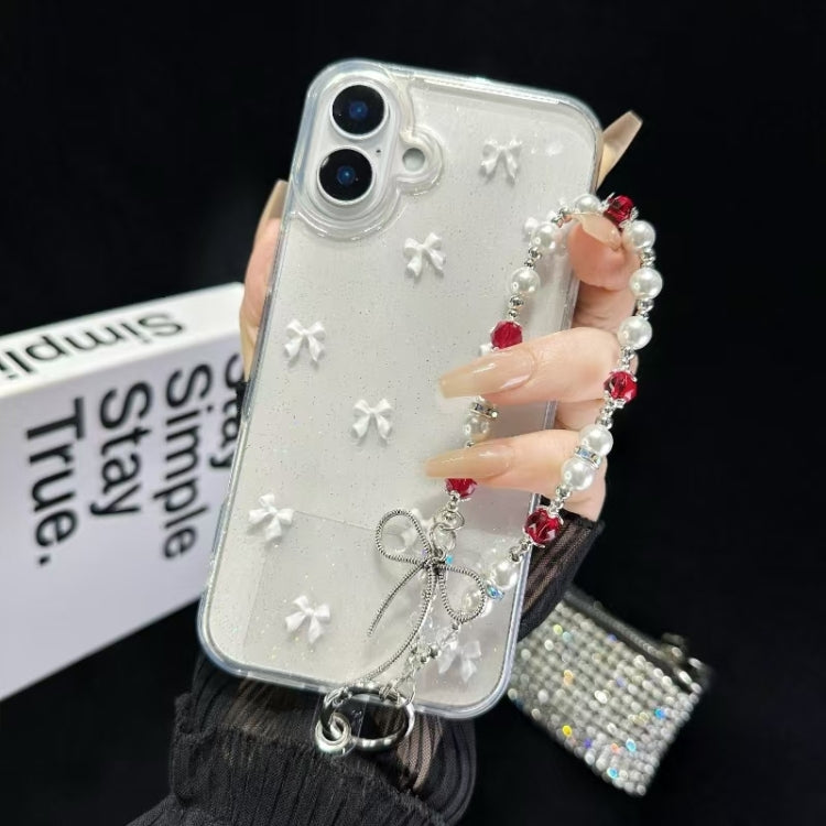 For iPhone 16 Plus Little Fresh Bow Bracelet Chain TPU Phone Case