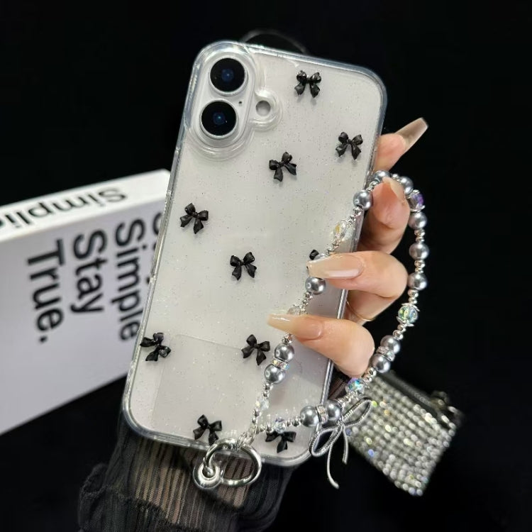 For iPhone 16 Little Fresh Bow Bracelet Chain TPU Phone Case