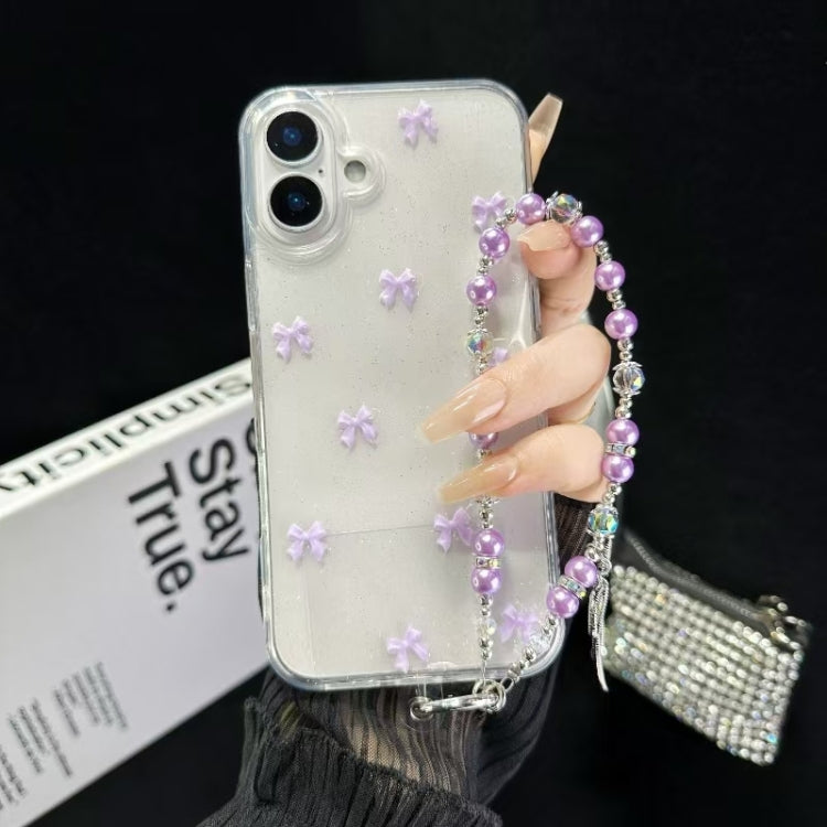 For iPhone 16 Little Fresh Bow Bracelet Chain TPU Phone Case