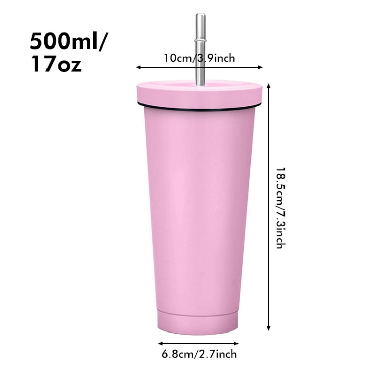 JUNSUNMAY 500ml 304 Stainless Steel Water Vacuum Bottle Coffee Cup with Lid and Straw