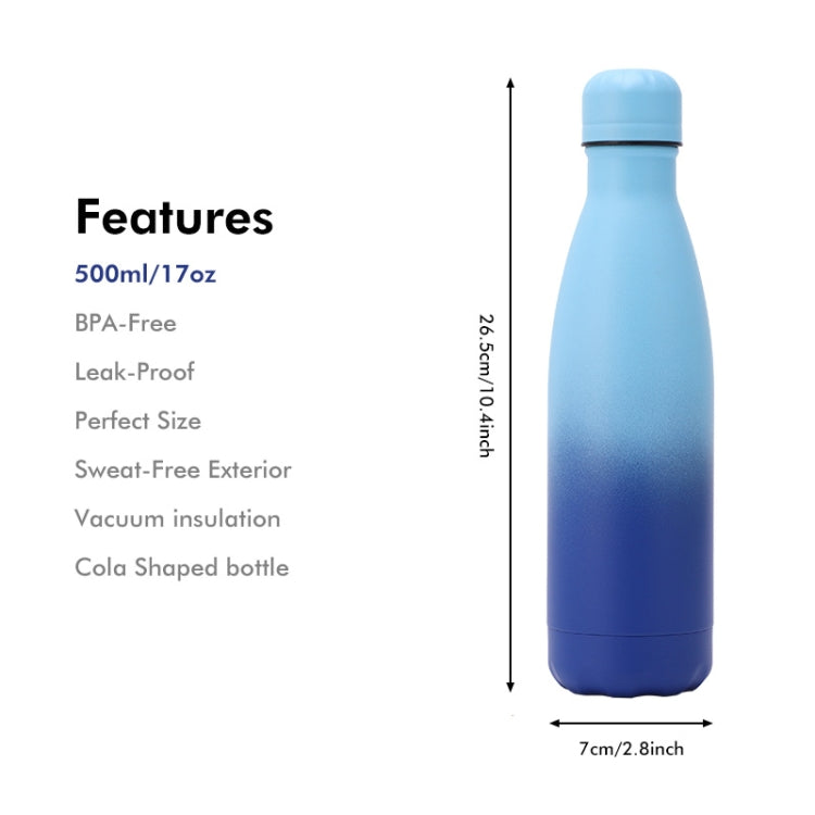JUNSUNMAY 500ml Gradient Colored Coating 304 Stainless Steel Water Vacuum Bottle