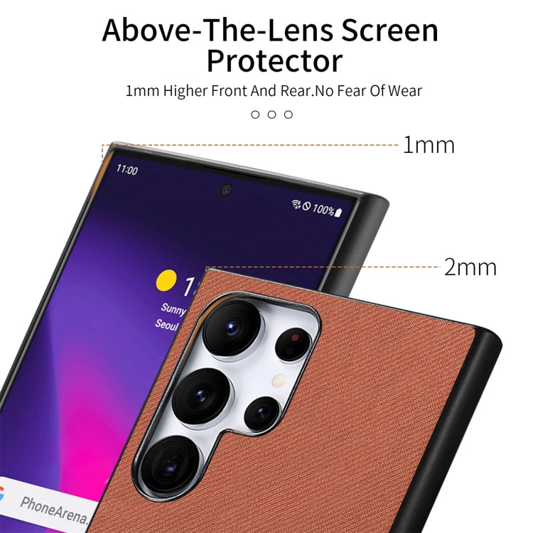 For Samsung Galaxy S21 Ultra 5G Twill Fabric Leather Skin Back Phone Case