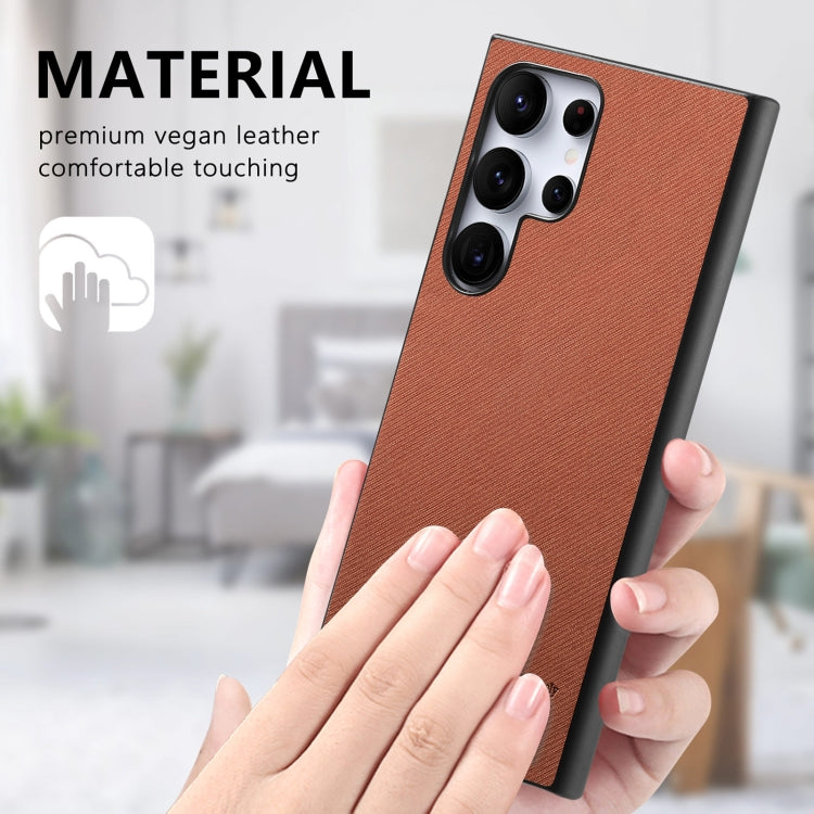 For Samsung Galaxy S21 Ultra 5G Twill Fabric Leather Skin Back Phone Case