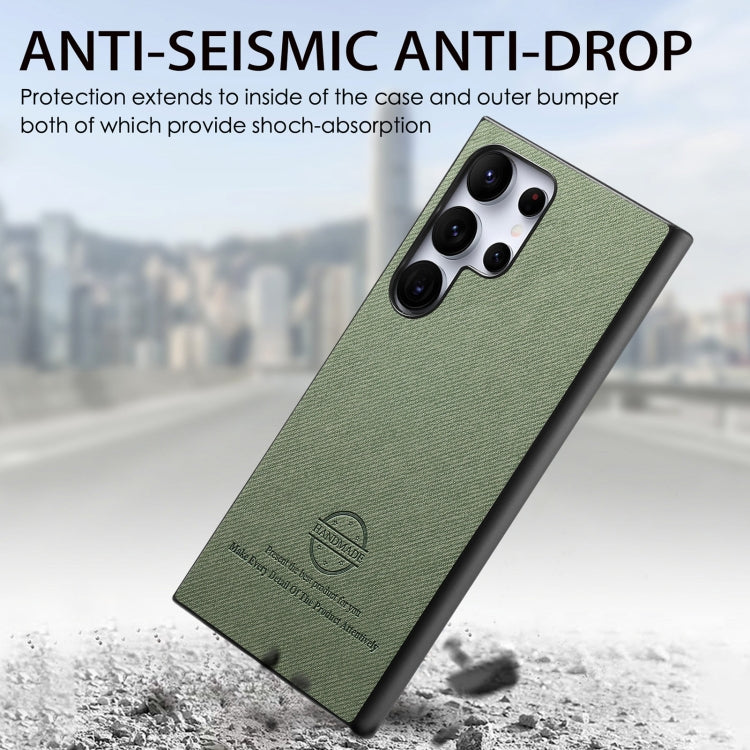 For Samsung Galaxy S21 Ultra 5G Twill Fabric Leather Skin Back Phone Case