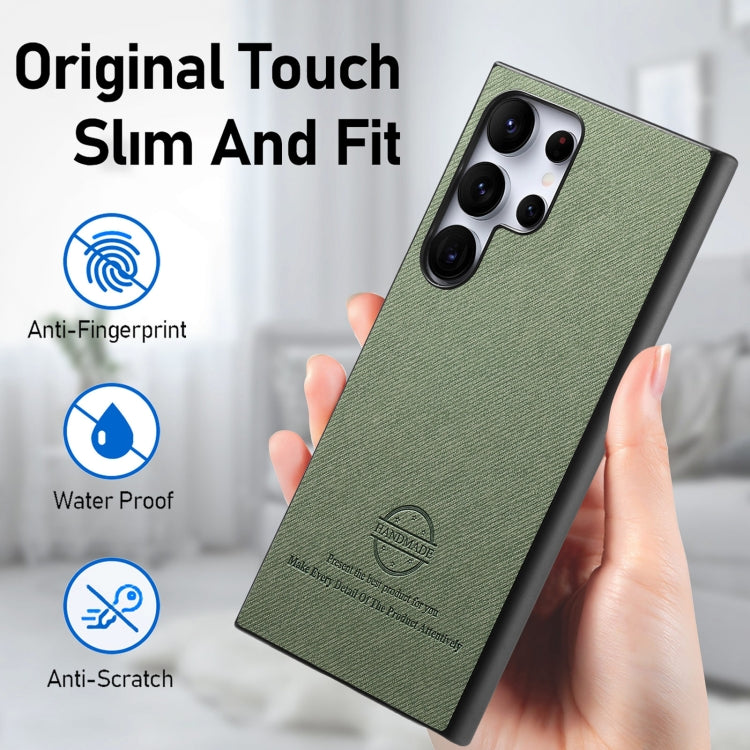 For Samsung Galaxy S21 Ultra 5G Twill Fabric Leather Skin Back Phone Case