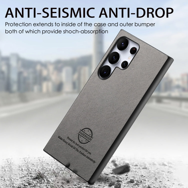 For Samsung Galaxy S21 Ultra 5G Twill Fabric Leather Skin Back Phone Case