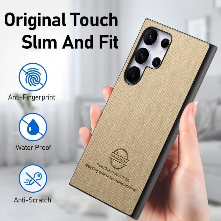 For Samsung Galaxy S21 Ultra 5G Twill Fabric Leather Skin Back Phone Case