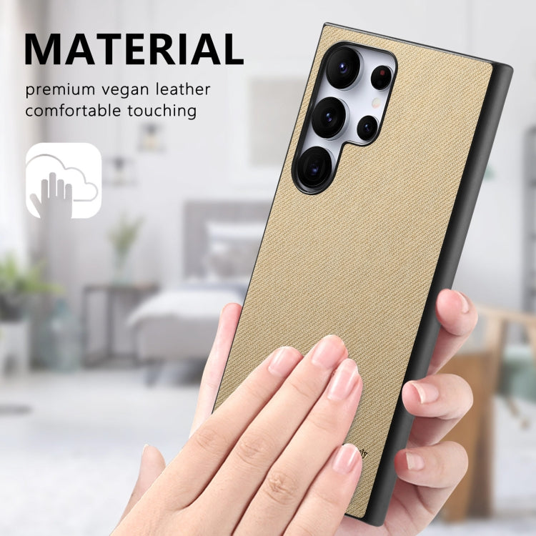 For Samsung Galaxy S21 Ultra 5G Twill Fabric Leather Skin Back Phone Case
