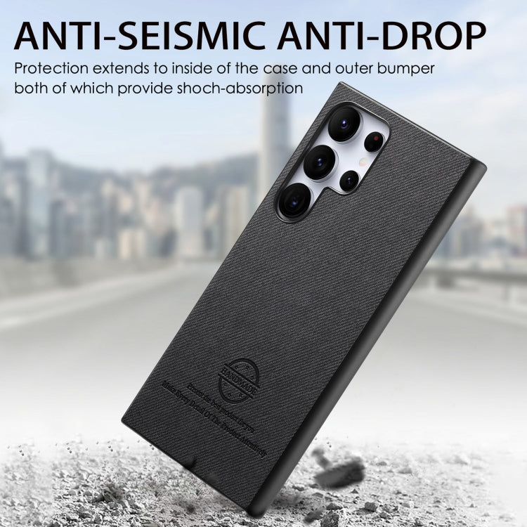 For Samsung Galaxy S21 Ultra 5G Twill Fabric Leather Skin Back Phone Case