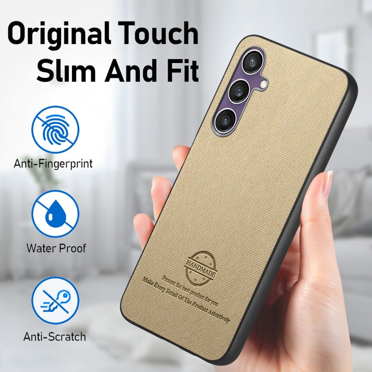 For Samsung Galaxy S21 FE 5G Twill Fabric Leather Skin Back Phone Case