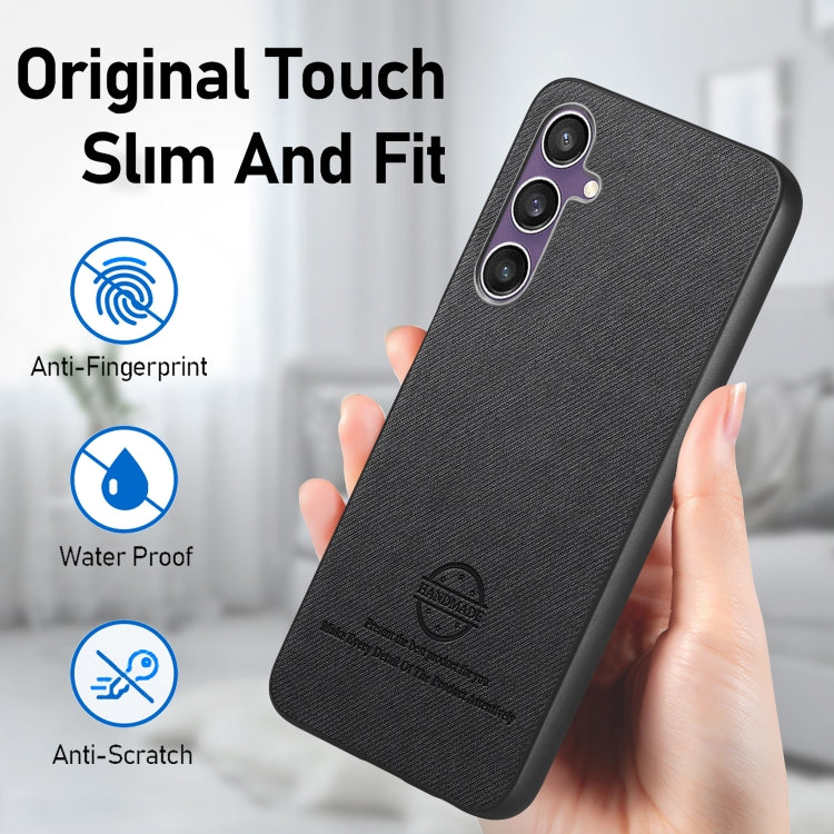 For Samsung Galaxy S21 FE 5G Twill Fabric Leather Skin Back Phone Case