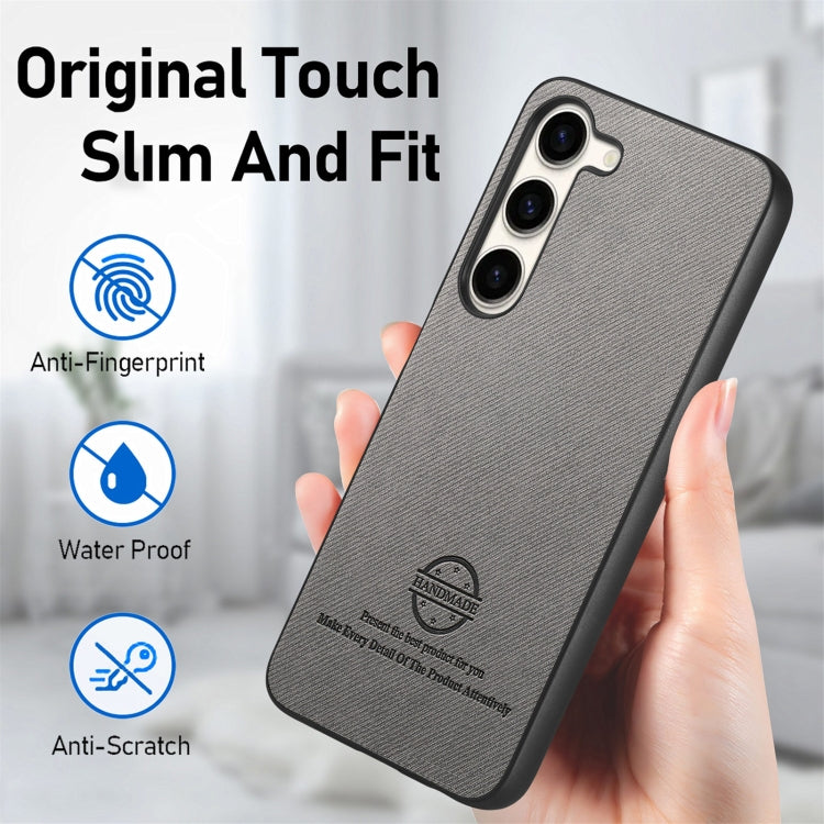 For Samsung Galaxy S22+ 5G Twill Fabric Leather Skin Back Phone Case