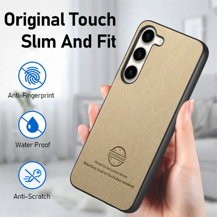 For Samsung Galaxy S22+ 5G Twill Fabric Leather Skin Back Phone Case