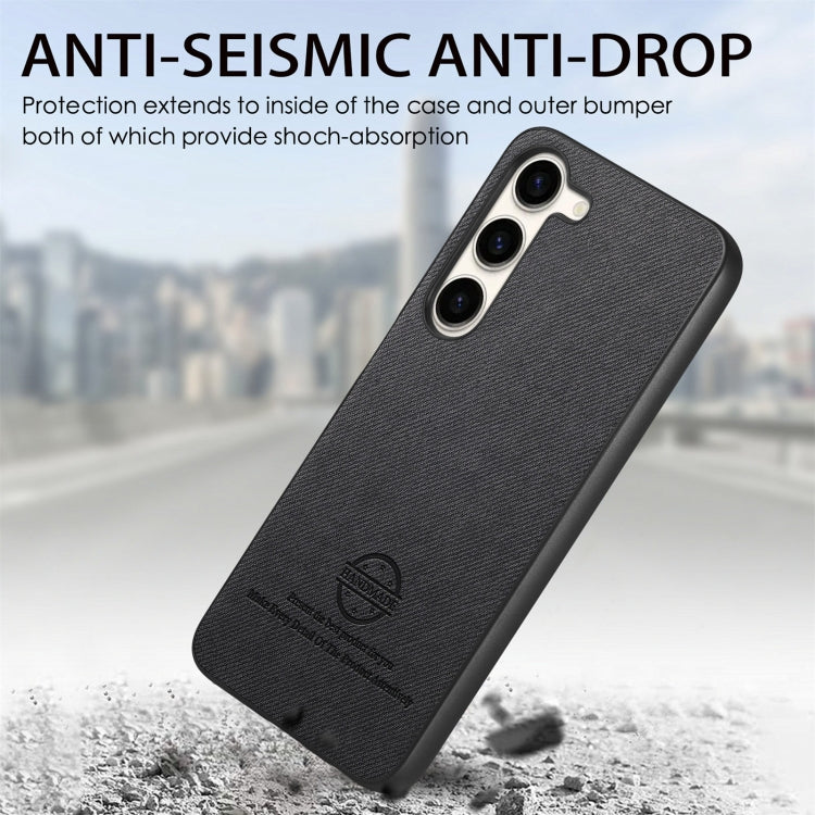 For Samsung Galaxy S22+ 5G Twill Fabric Leather Skin Back Phone Case