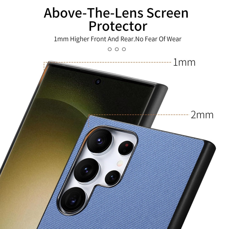 For Samsung Galaxy S22 Ultra 5G Twill Fabric Leather Skin Back Phone Case