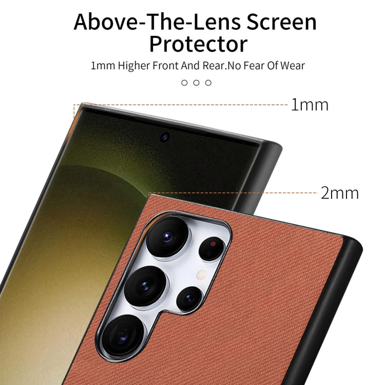 For Samsung Galaxy S22 Ultra 5G Twill Fabric Leather Skin Back Phone Case