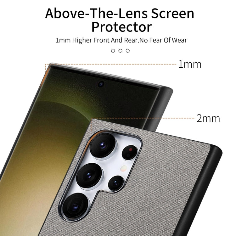 For Samsung Galaxy S22 Ultra 5G Twill Fabric Leather Skin Back Phone Case