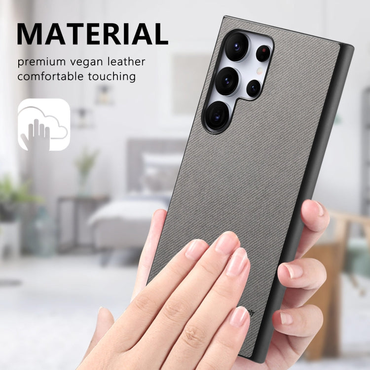 For Samsung Galaxy S22 Ultra 5G Twill Fabric Leather Skin Back Phone Case
