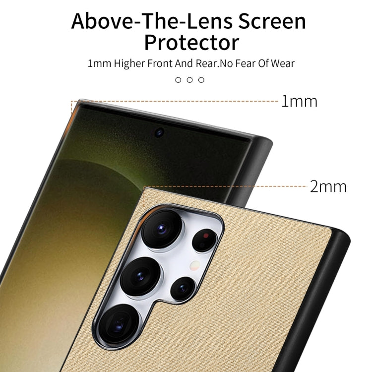 For Samsung Galaxy S22 Ultra 5G Twill Fabric Leather Skin Back Phone Case