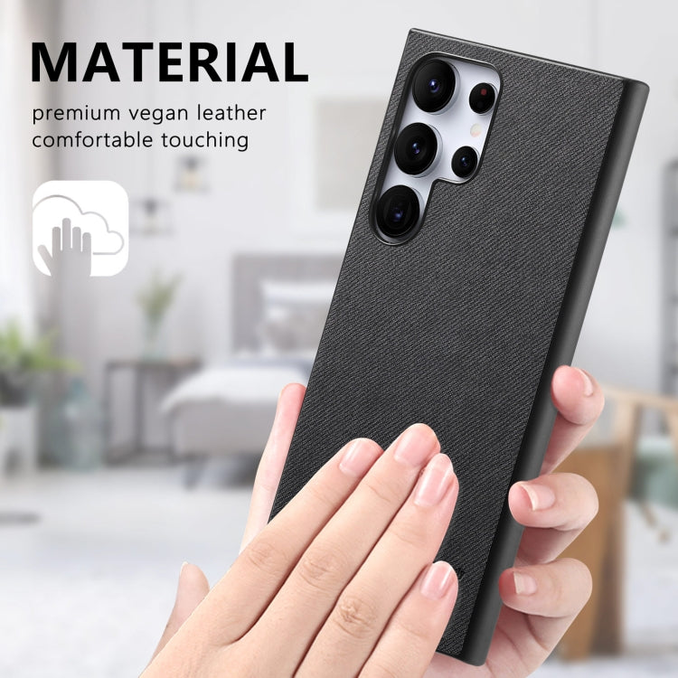 For Samsung Galaxy S22 Ultra 5G Twill Fabric Leather Skin Back Phone Case