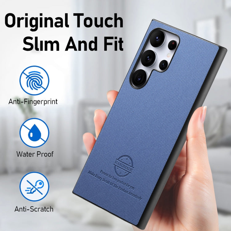 For Samsung Galaxy S23 Ultra 5G Twill Fabric Leather Skin Back Phone Case