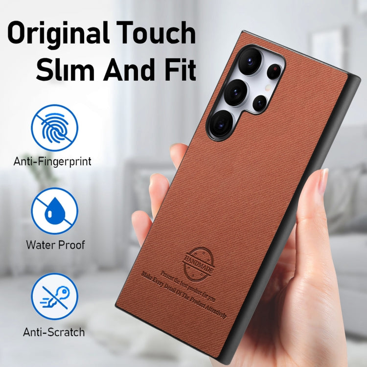 For Samsung Galaxy S23 Ultra 5G Twill Fabric Leather Skin Back Phone Case