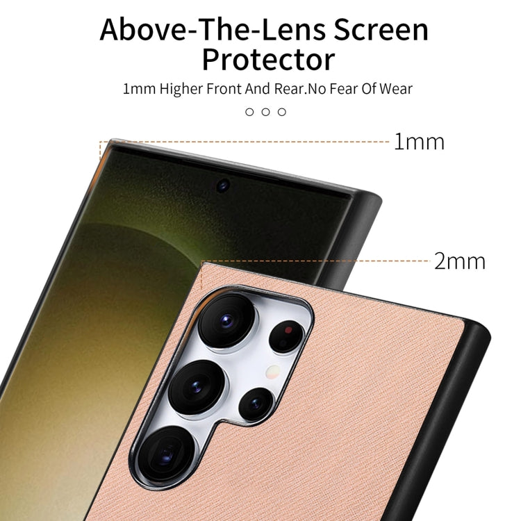 For Samsung Galaxy S23 Ultra 5G Twill Fabric Leather Skin Back Phone Case