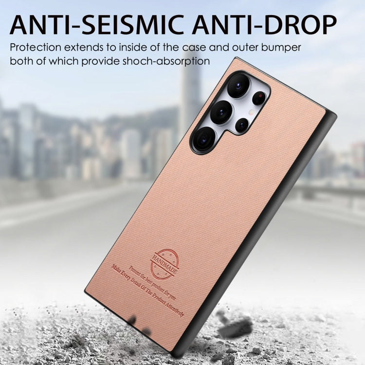 For Samsung Galaxy S23 Ultra 5G Twill Fabric Leather Skin Back Phone Case