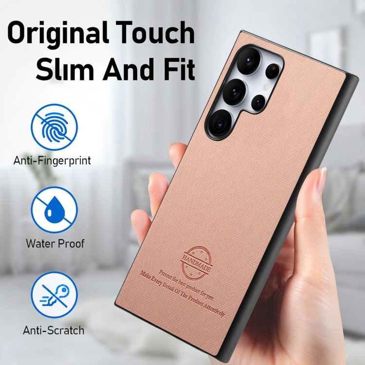 For Samsung Galaxy S23 Ultra 5G Twill Fabric Leather Skin Back Phone Case