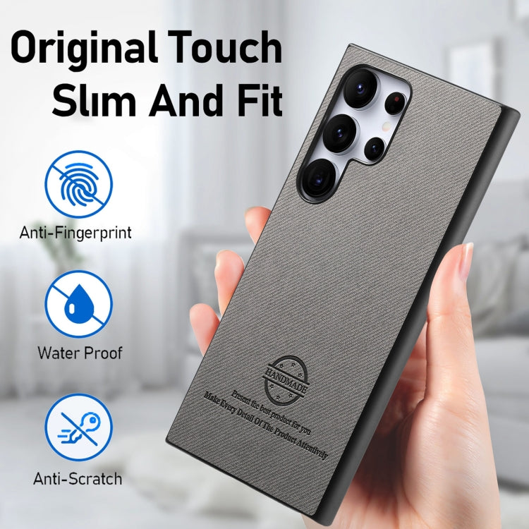 For Samsung Galaxy S23 Ultra 5G Twill Fabric Leather Skin Back Phone Case