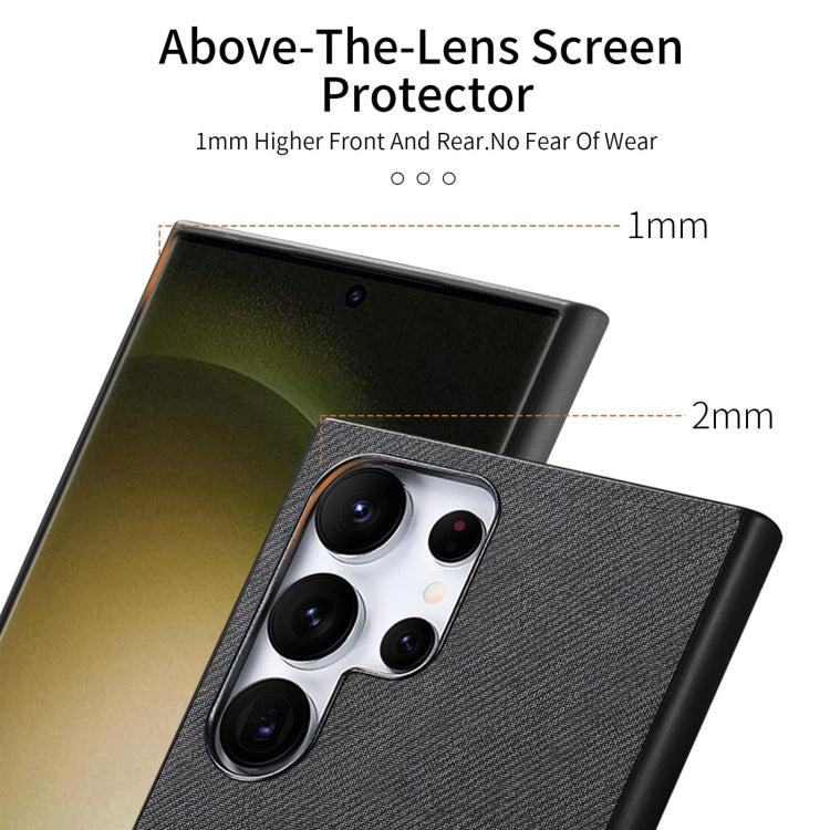 For Samsung Galaxy S23 Ultra 5G Twill Fabric Leather Skin Back Phone Case