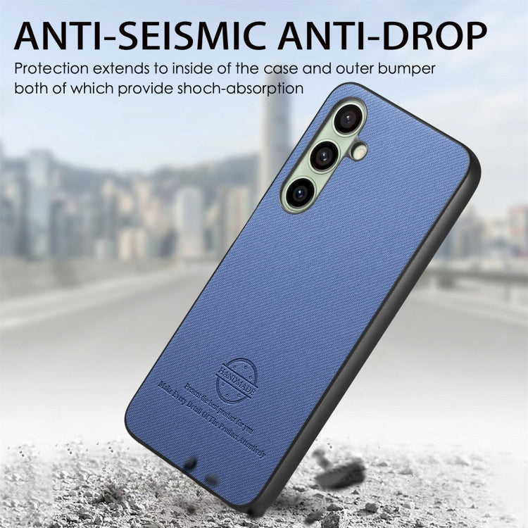 For Samsung Galaxy S24 FE 5G Twill Fabric Leather Skin Back Phone Case