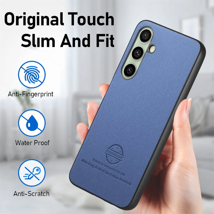 For Samsung Galaxy S24 FE 5G Twill Fabric Leather Skin Back Phone Case