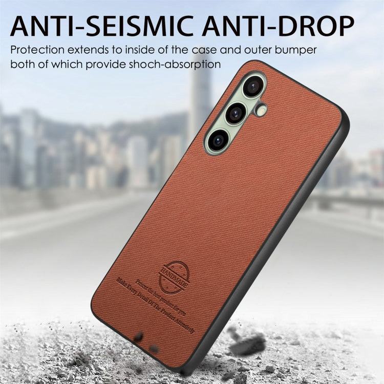 For Samsung Galaxy S24 FE 5G Twill Fabric Leather Skin Back Phone Case