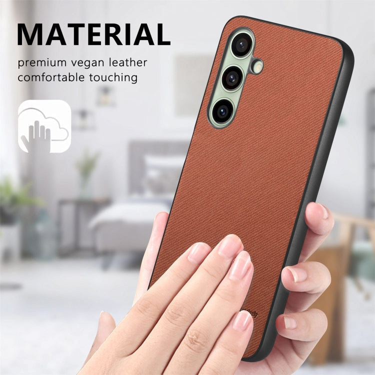 For Samsung Galaxy S24 FE 5G Twill Fabric Leather Skin Back Phone Case