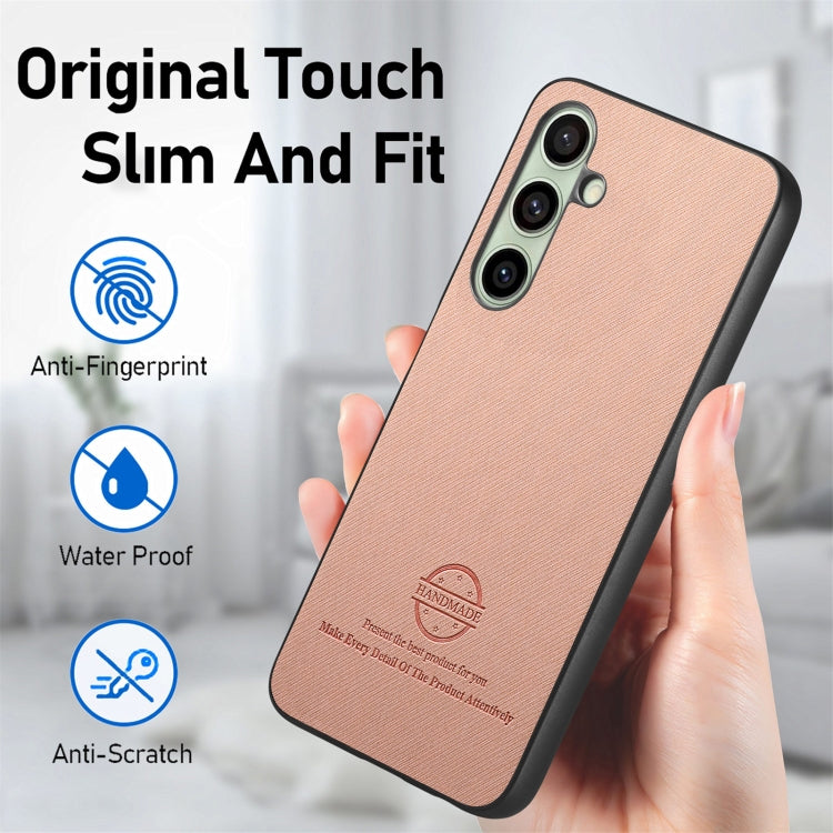 For Samsung Galaxy S24 FE 5G Twill Fabric Leather Skin Back Phone Case
