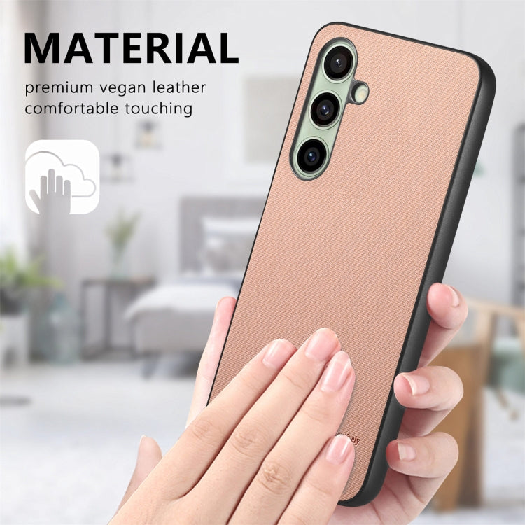 For Samsung Galaxy S24 FE 5G Twill Fabric Leather Skin Back Phone Case