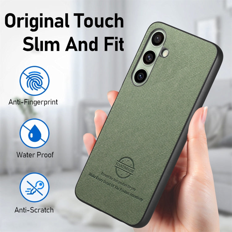 For Samsung Galaxy S24 FE 5G Twill Fabric Leather Skin Back Phone Case