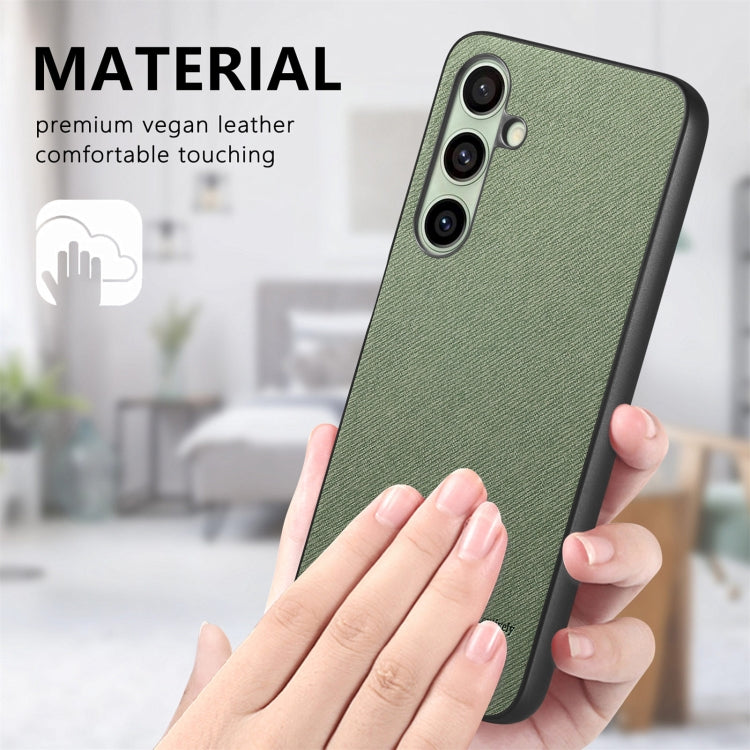 For Samsung Galaxy S24 FE 5G Twill Fabric Leather Skin Back Phone Case