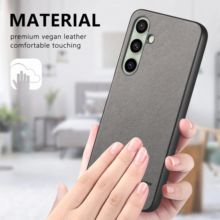For Samsung Galaxy S24 FE 5G Twill Fabric Leather Skin Back Phone Case