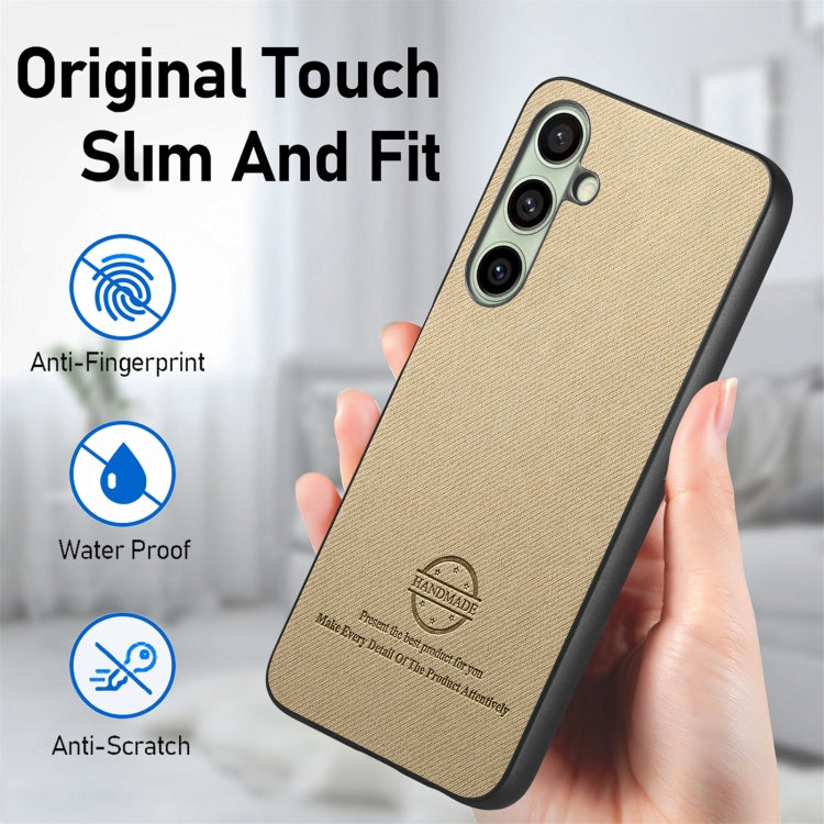 For Samsung Galaxy S24 FE 5G Twill Fabric Leather Skin Back Phone Case