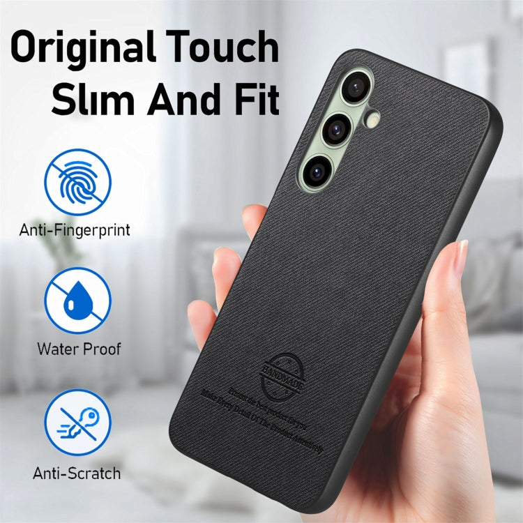 For Samsung Galaxy S24 FE 5G Twill Fabric Leather Skin Back Phone Case