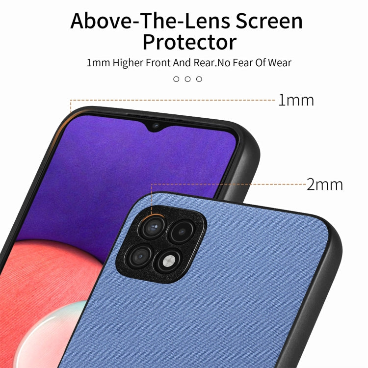 For Samsung Galaxy A22 4G Twill Fabric Leather Skin Back Phone Case