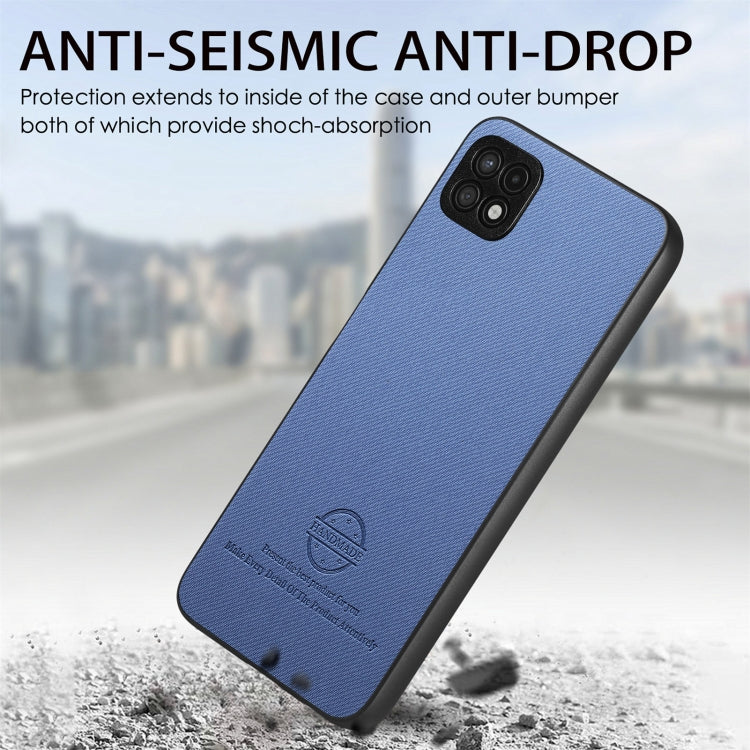 For Samsung Galaxy A22 4G Twill Fabric Leather Skin Back Phone Case
