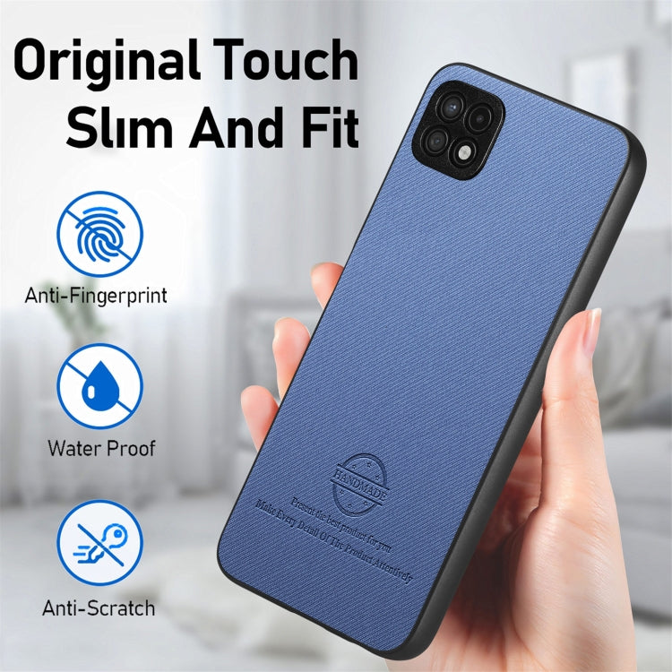 For Samsung Galaxy A22 4G Twill Fabric Leather Skin Back Phone Case
