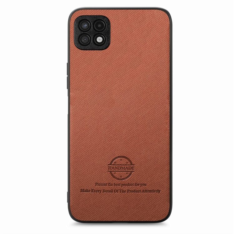 For Samsung Galaxy A22 4G Twill Fabric Leather Skin Back Phone Case