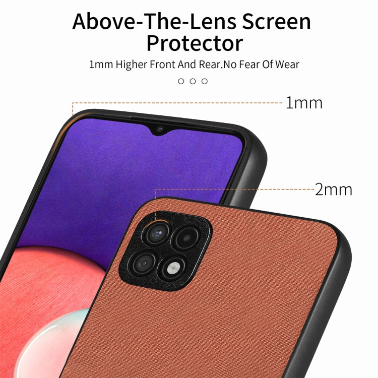 For Samsung Galaxy A22 4G Twill Fabric Leather Skin Back Phone Case