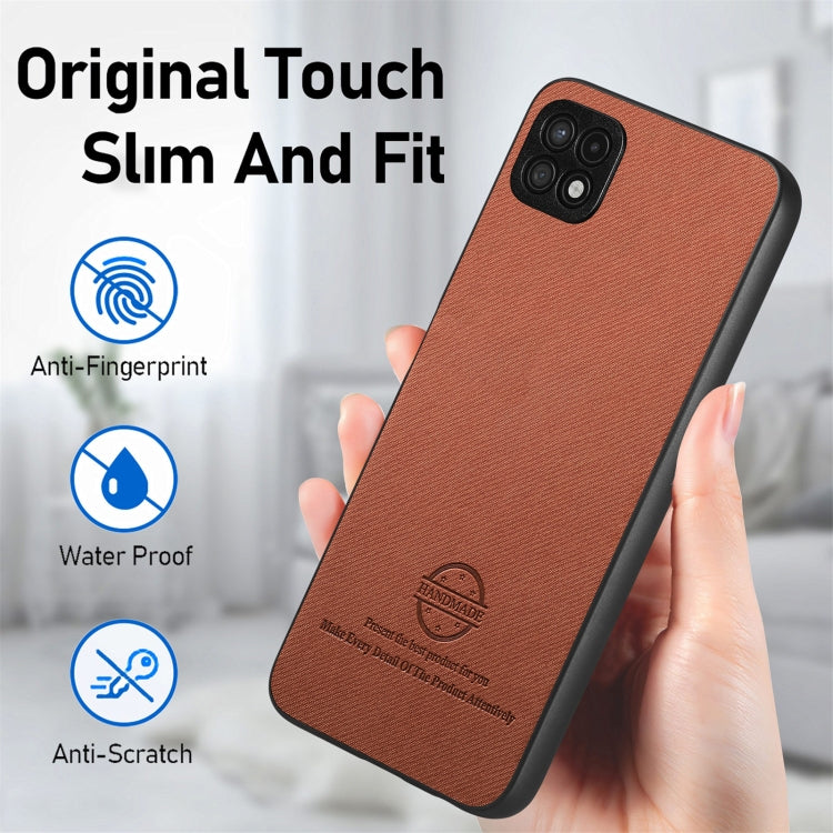 For Samsung Galaxy A22 4G Twill Fabric Leather Skin Back Phone Case